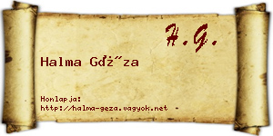Halma Géza névjegykártya